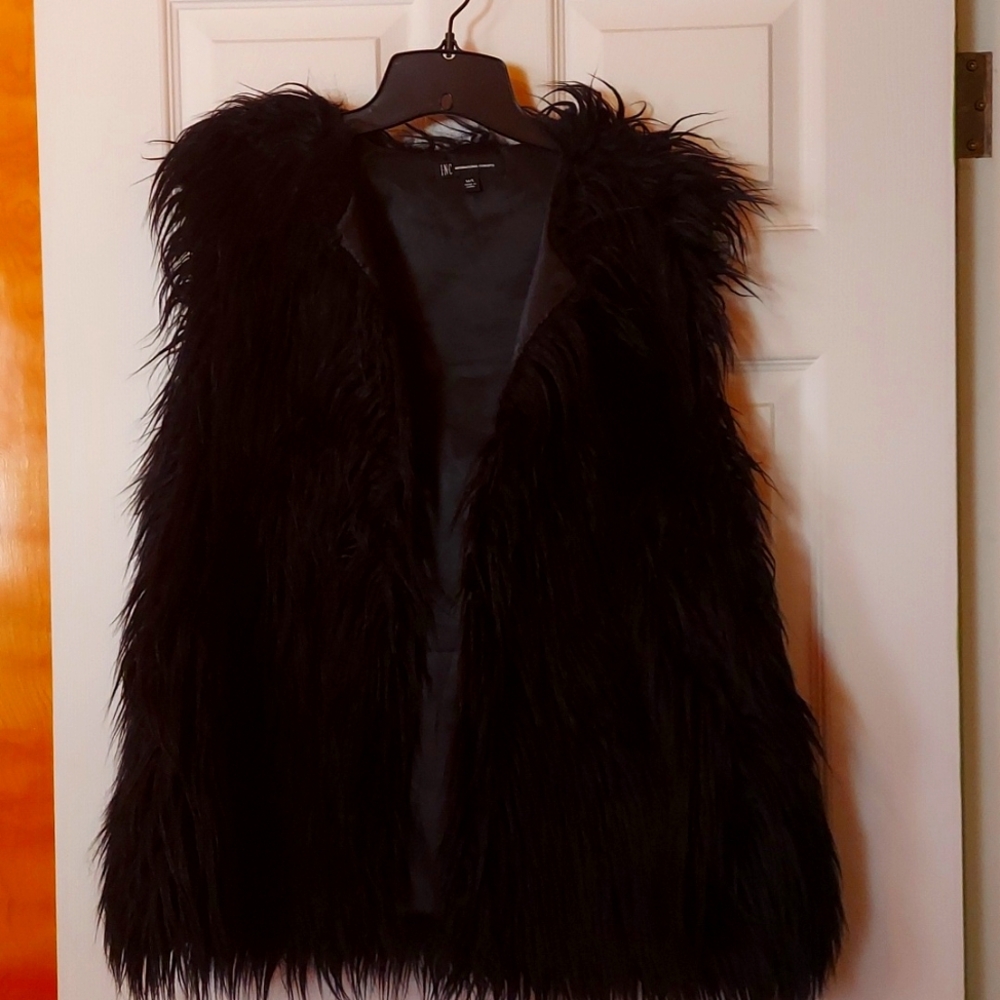 INC faux fur vest